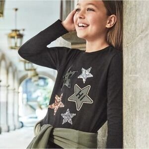 Mayoral 7053 long sleeved top Stars‎ Black T-Shirt Size 16 Girls Cotton